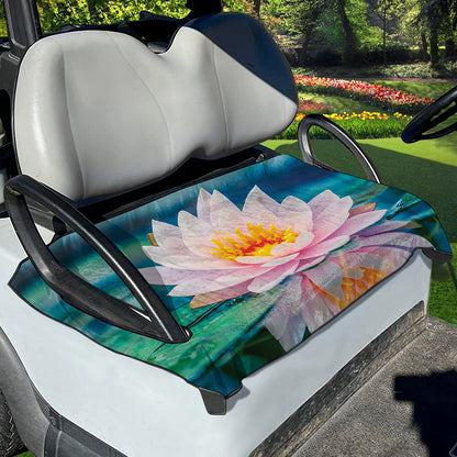 Pink Water Lily Print Golf Cart Seat Cover