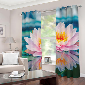 Pink Water Lily Print Grommet Curtains