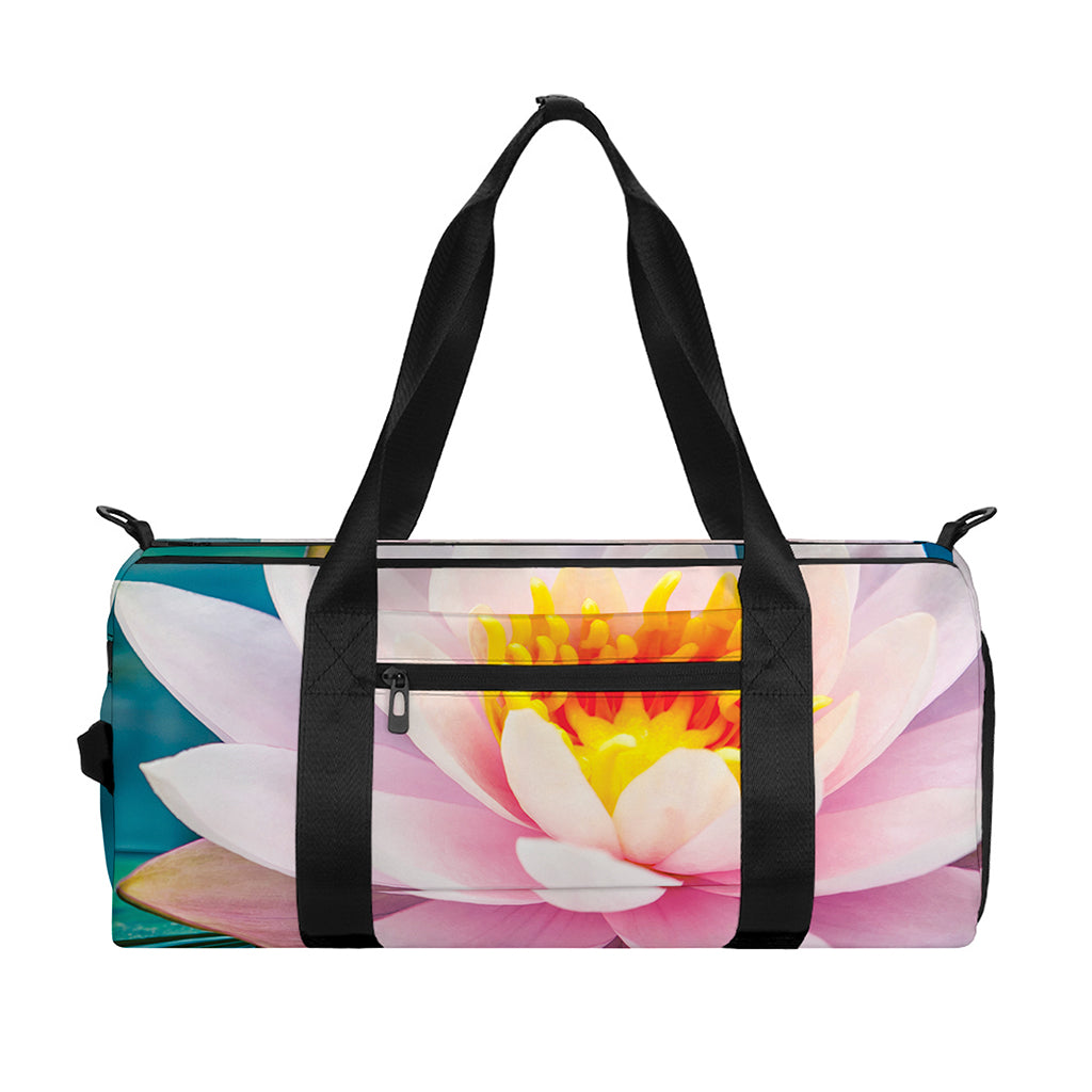 Pink Water Lily Print Gym Bag