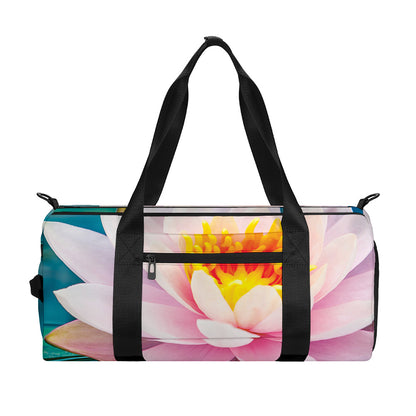 Pink Water Lily Print Gym Bag