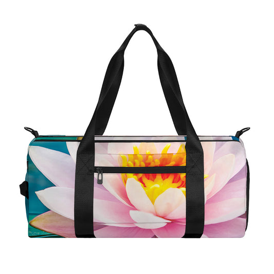 Pink Water Lily Print Gym Bag