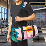 Pink Water Lily Print Gym Bag