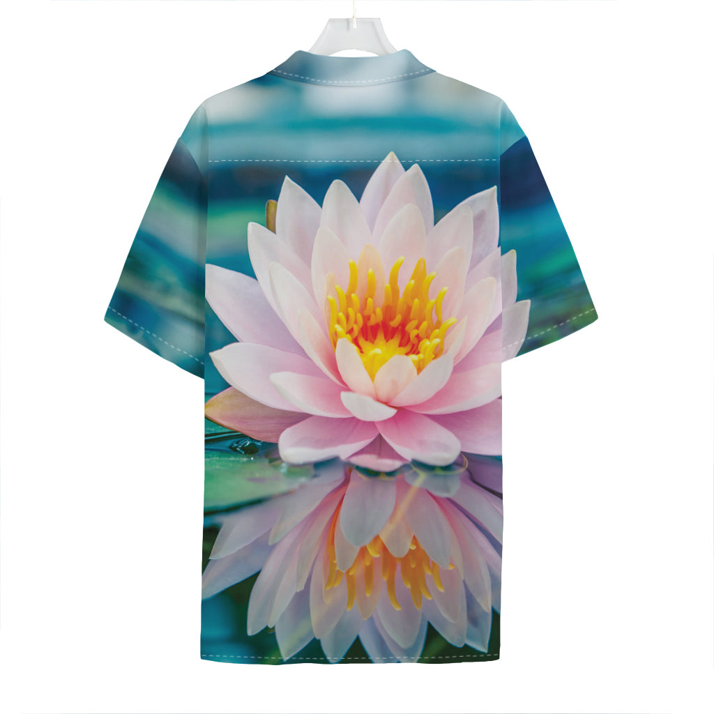 Pink Water Lily Print Hawaiian Shirt
