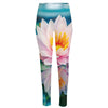 Pink Water Lily Print High-Waisted Pocket Leggings