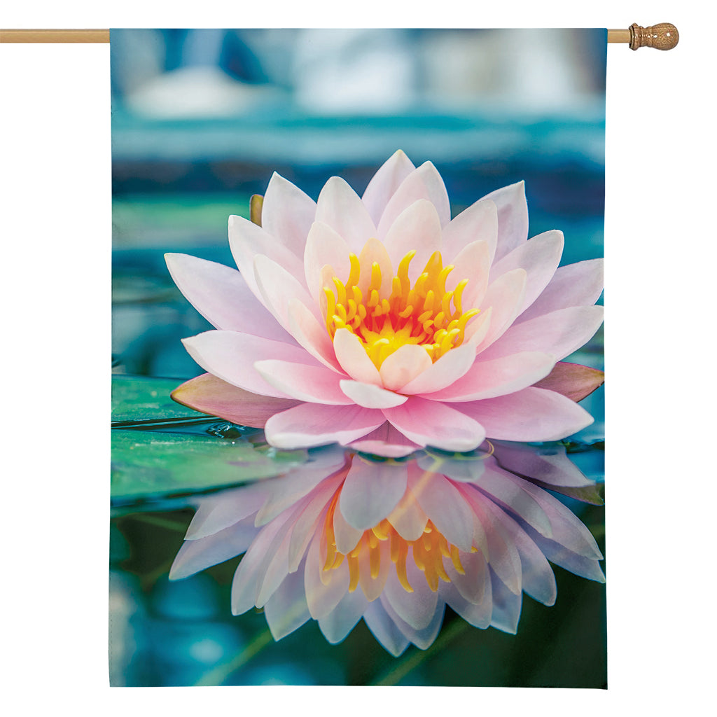 Pink Water Lily Print House Flag