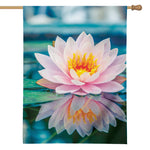 Pink Water Lily Print House Flag