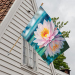 Pink Water Lily Print House Flag