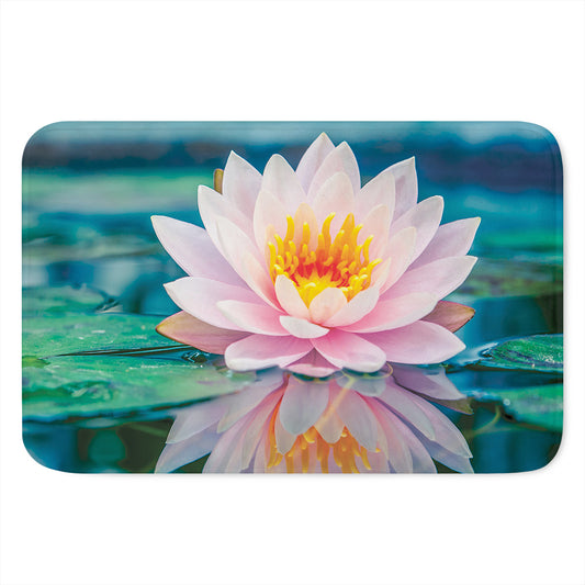 Pink Water Lily Print Indoor Door Mat