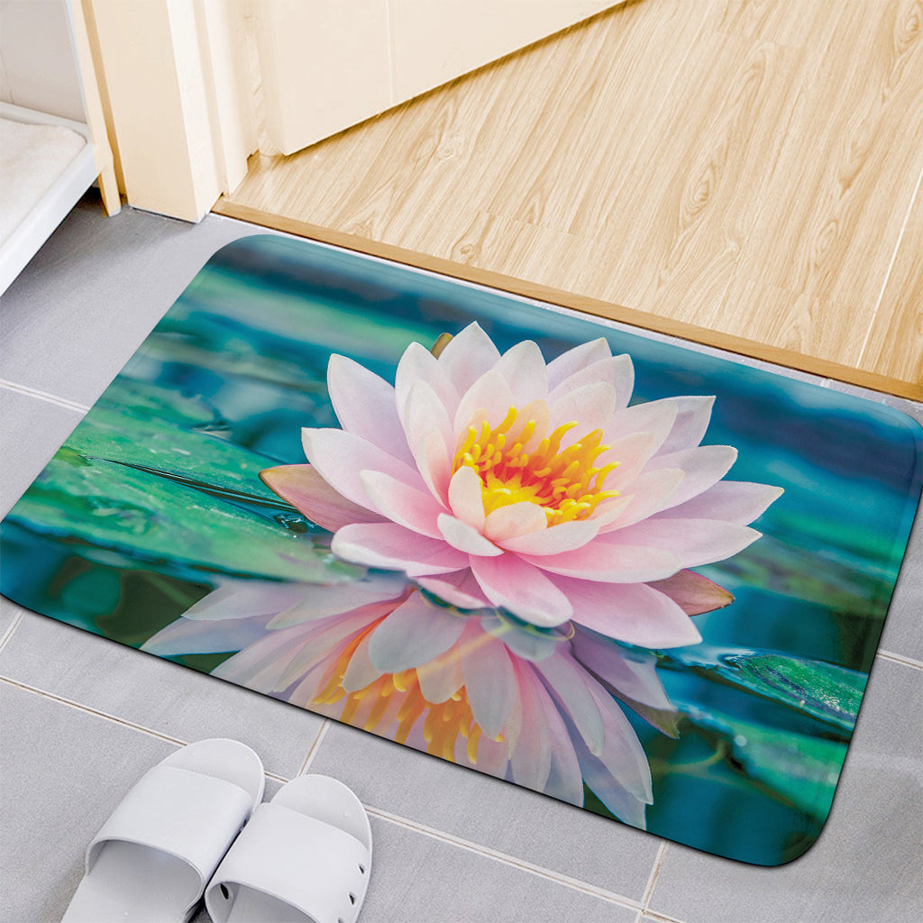 Pink Water Lily Print Indoor Door Mat