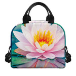 Pink Water Lily Print Insulated Lunch Bag