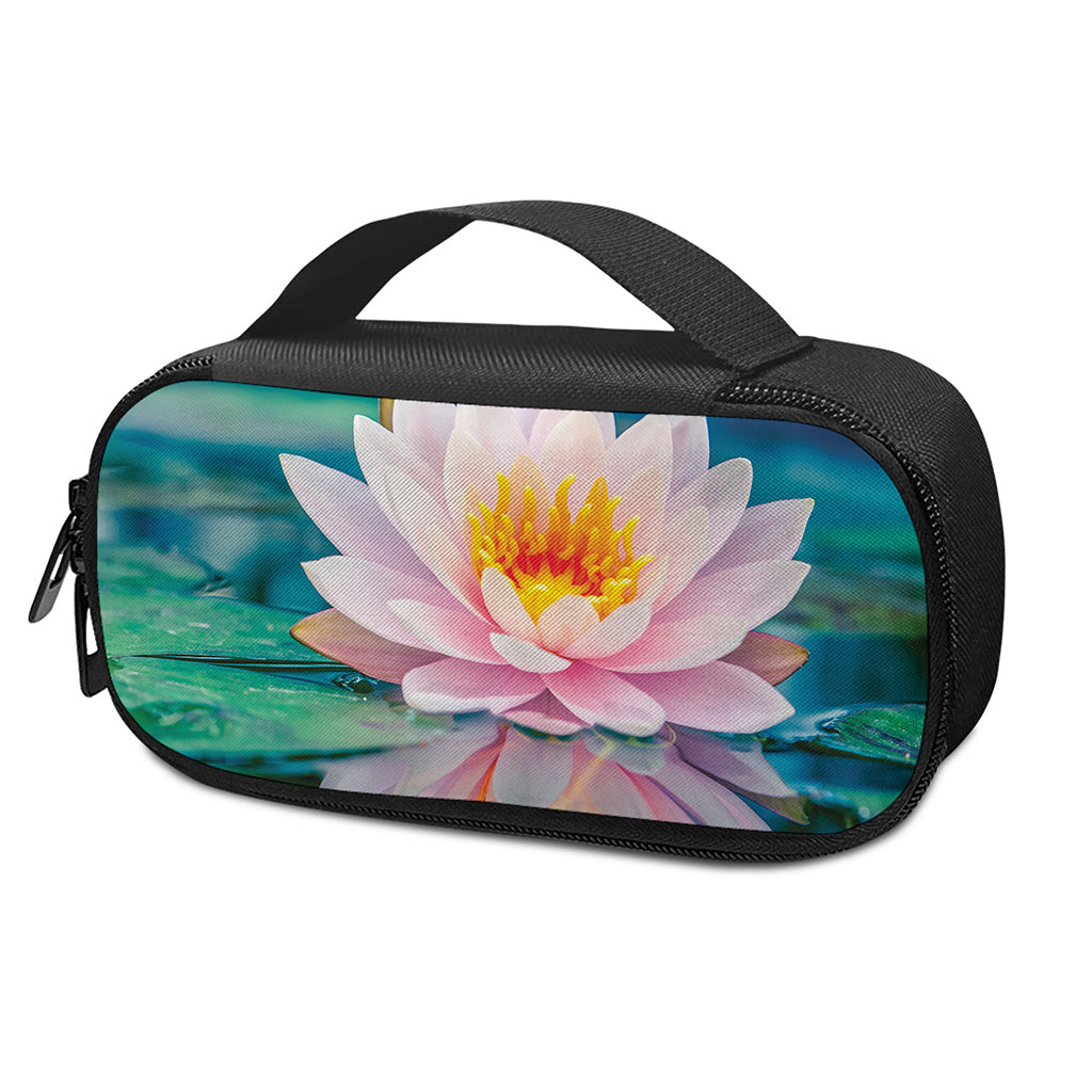 Pink Water Lily Print Insulin Cooler Travel Case