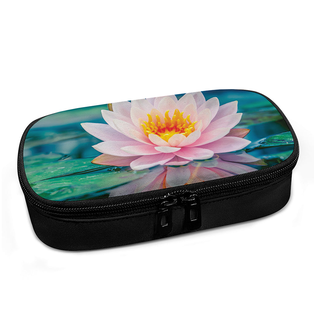 Pink Water Lily Print Insulin Cooler Travel Case