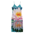 Pink Water Lily Print Jersey Midi Cami Dress