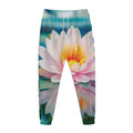 Pink Water Lily Print Jogger Pants