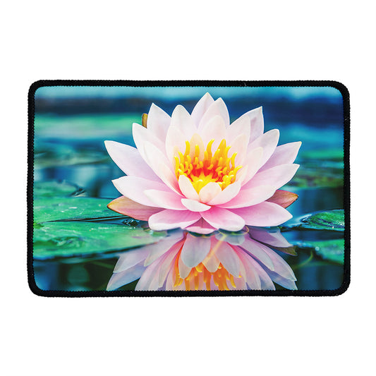 Pink Water Lily Print Kitchen Mat
