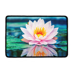 Pink Water Lily Print Kitchen Mat