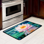 Pink Water Lily Print Kitchen Mat