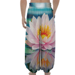 Pink Water Lily Print Lantern Pants