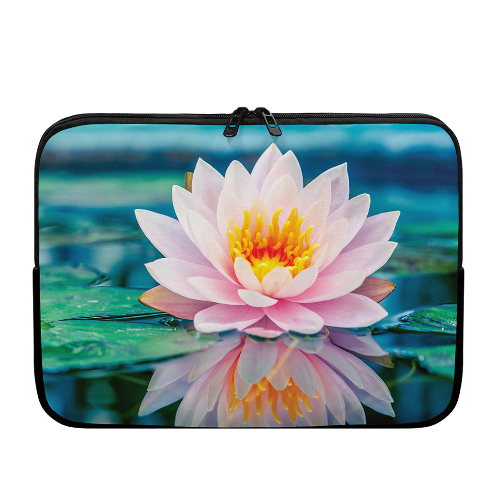 Pink Water Lily Print Laptop Sleeve