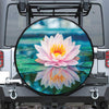 Pink Water Lily Print Leather Spare Tire Cover