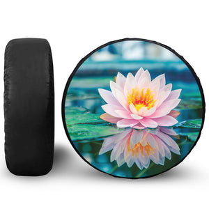 Pink Water Lily Print Leather Spare Tire Cover