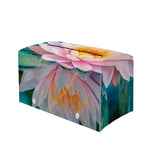 Pink Water Lily Print Leather Tissue Box Cover