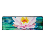 Pink Water Lily Print Long Kitchen Mat