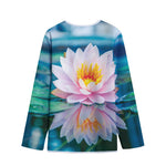Pink Water Lily Print Long Sleeve Short Coat