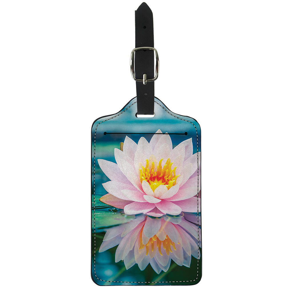 Pink Water Lily Print Luggage Tag