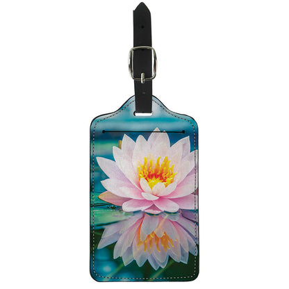 Pink Water Lily Print Luggage Tag