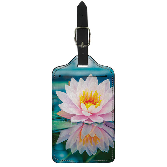 Pink Water Lily Print Luggage Tag