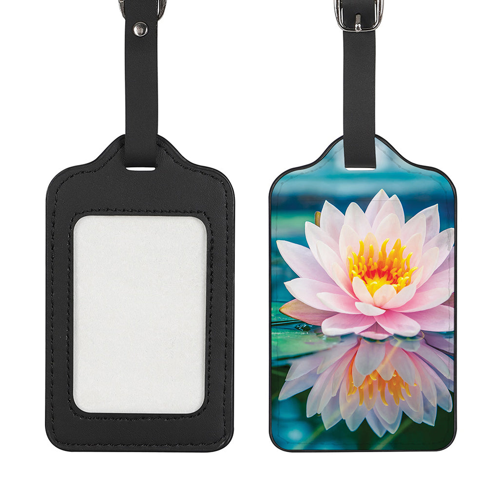 Pink Water Lily Print Luggage Tag