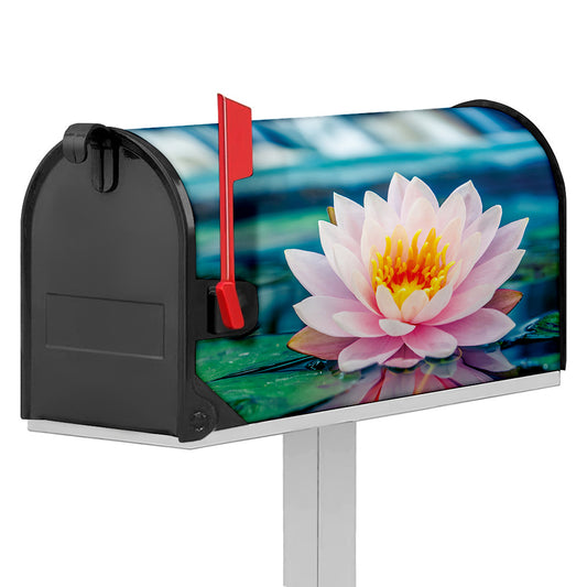Pink Water Lily Print Mailbox Cover