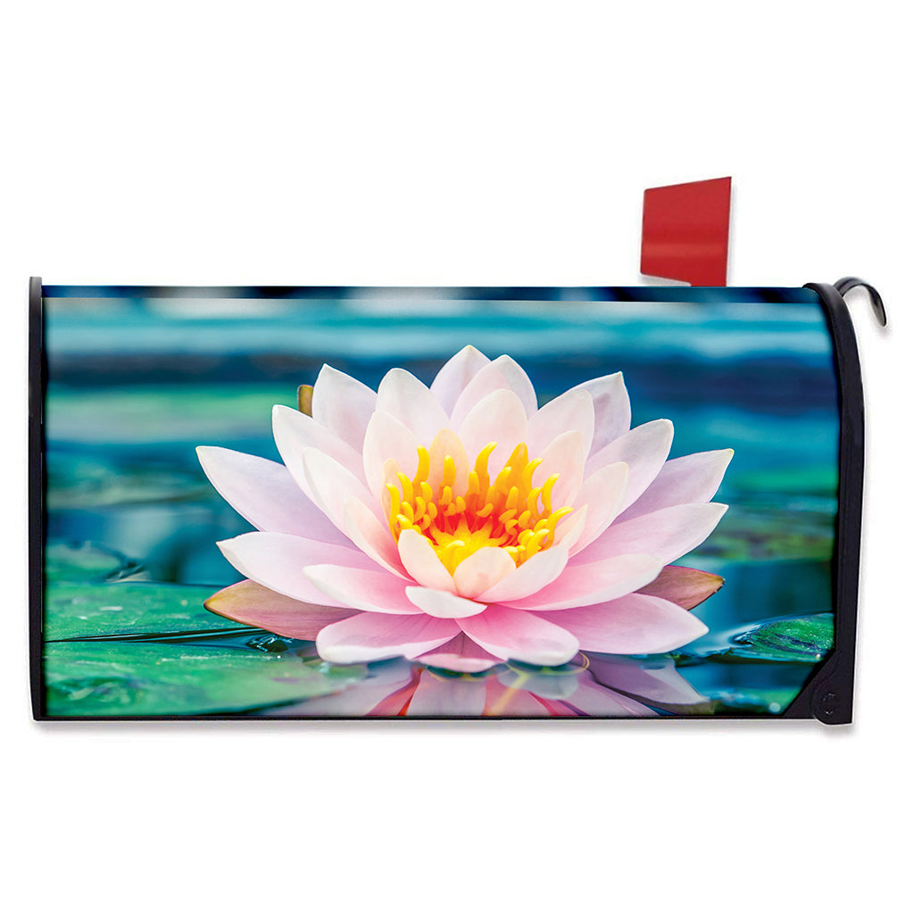 Pink Water Lily Print Mailbox Cover