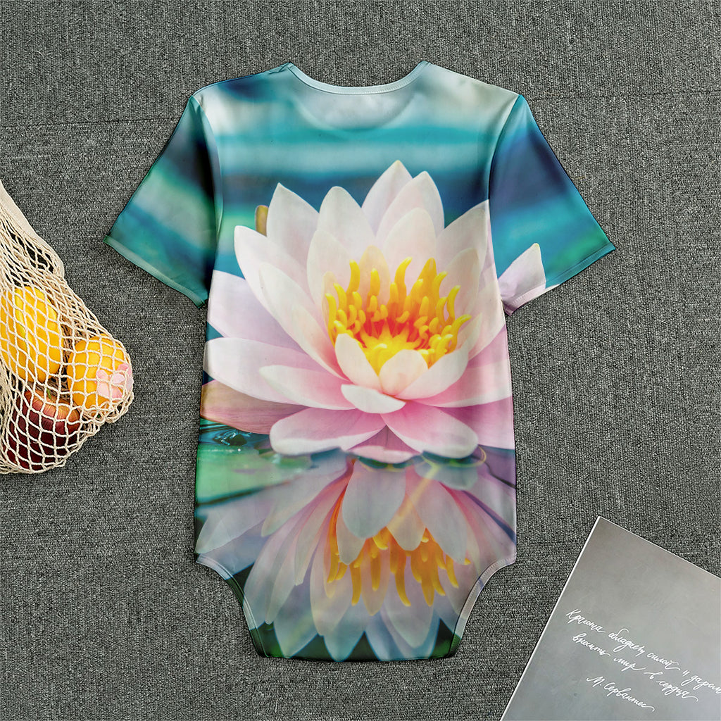 Pink Water Lily Print Men's Bodysuit