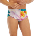 Pink Water Lily Print Men's Briefs