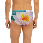 Pink Water Lily Print Men's Briefs