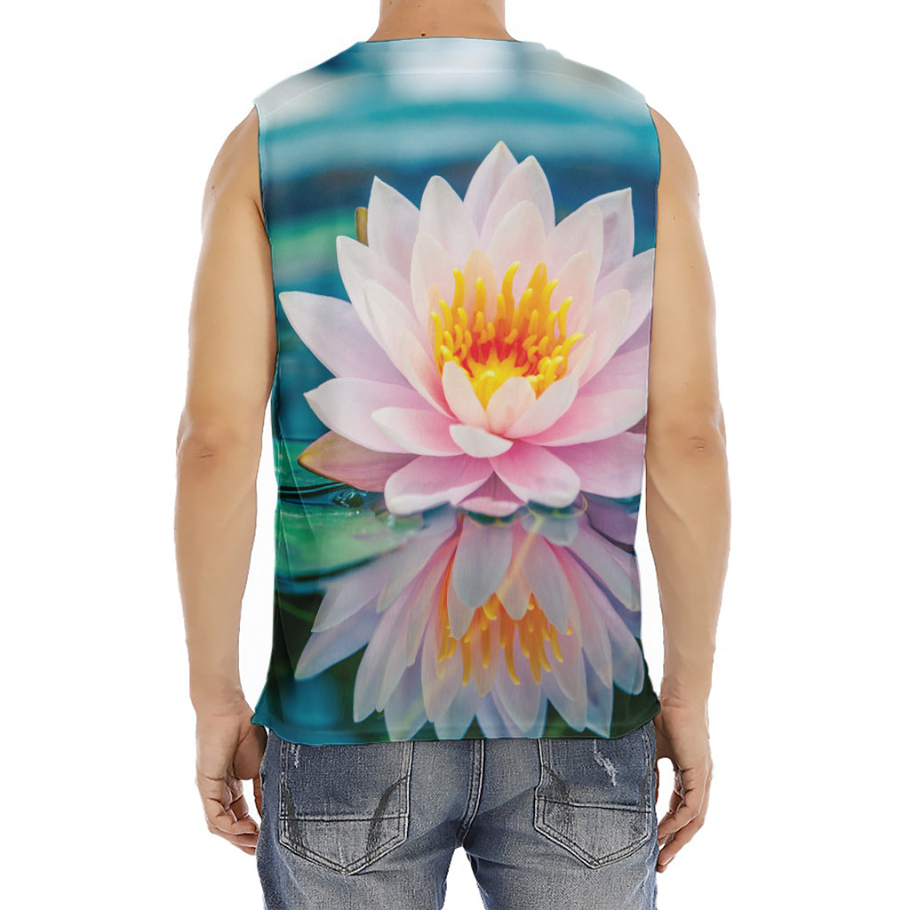 Pink Water Lily Print Men's Fitness Tank Top