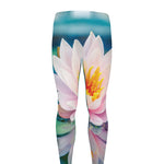 Pink Water Lily Print Men's leggings