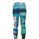 Pink Water Lily Print Men's leggings