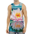 Pink Water Lily Print Men's Muscle Tank Top