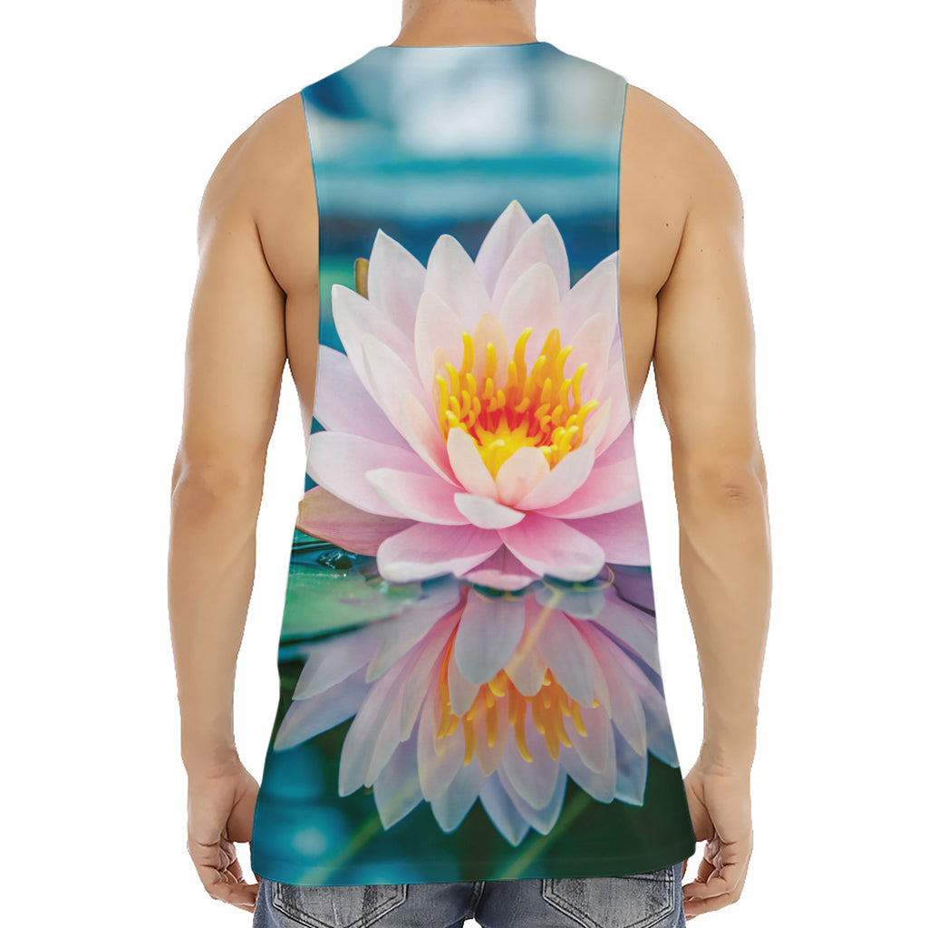 Pink Water Lily Print Men's Muscle Tank Top