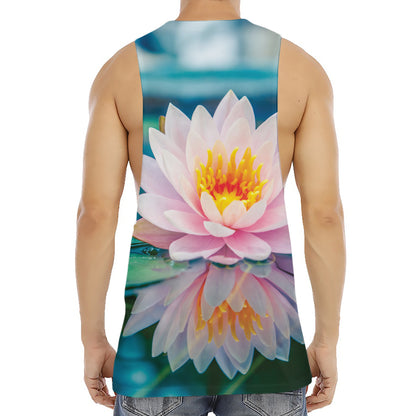 Pink Water Lily Print Men's Muscle Tank Top