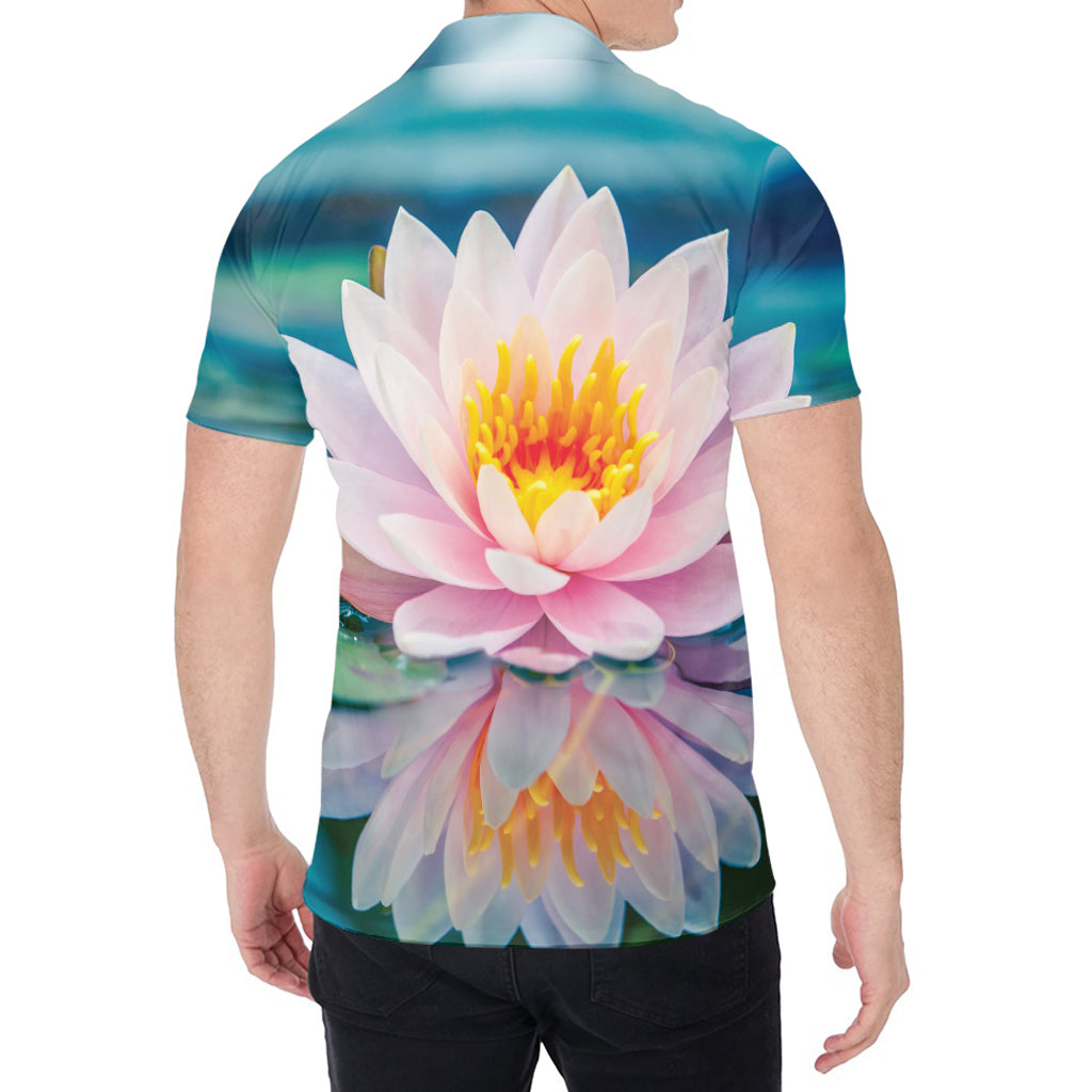 Pink Water Lily Print Men's Shirt