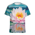 Pink Water Lily Print Men's Athletic T-Shirt