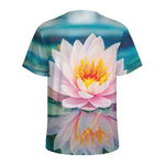 Pink Water Lily Print Men's Sports T-Shirt
