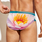 Pink Water Lily Print Men's Swim Briefs