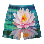Pink Water Lily Print Men's Swim Trunks