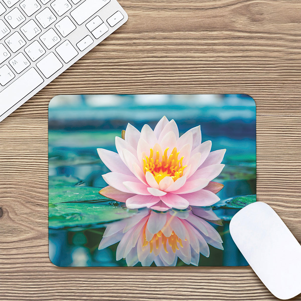 Pink Water Lily Print Mouse Pad