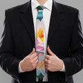 Pink Water Lily Print Necktie
